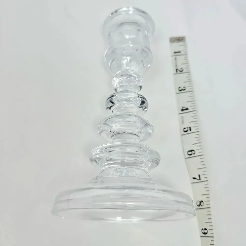 Elements Clear Glass Rounded Tiered Taper Candle Holder